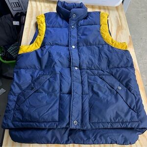 Vintage Kingsfield Puffer Vest Men’s  Navy/ Yellow Size Medium‎ Made 1980’s